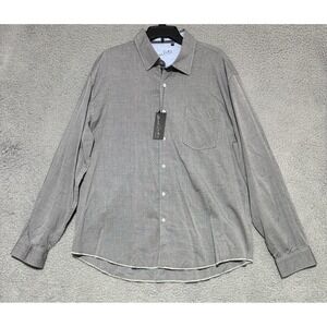 Arnold Zimberg Textured Grid Flip Cuff Button up Shirt Gray Mens Size XL NEW